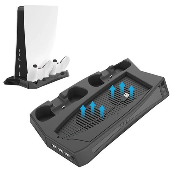 PS5 STANDART KASA CDLİ VE DİJİTAL SÜRÜM UYUMLU FANLI ŞARJ İSTASYONLU SOĞUTUCU STAND + OYUN STANDI